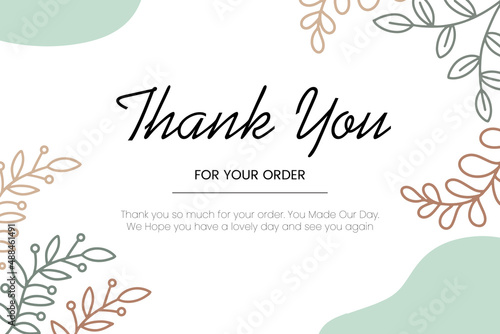 Set Thank You Card Elegant Line Art Love Shop Customer Template illustration