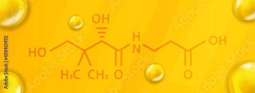 Vitamin B5 chemical formula. Vitamin B5 Realistic chemical molecular structure