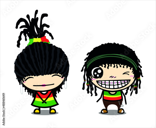 vector reggae characters male and female cute cartoon style