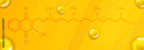 Vitamin K chemical formula. Vitamin K Realistic chemical molecular structure