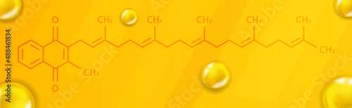 Vitamin K2 chemical formula. Vitamin K2 Realistic chemical molecular structure
