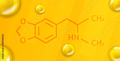 Ecstasy chemical formula. Ecstasy 3D Realistic chemical molecular structure