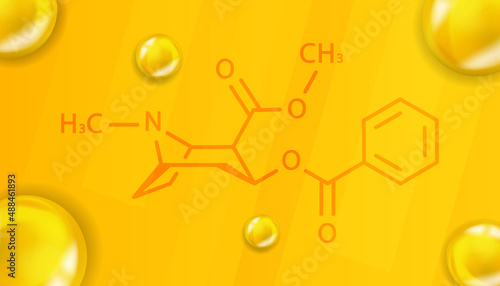 Cocaine chemical formula. Cocaine 3D Realistic chemical molecular structure