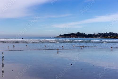 A view on the Pacific ocean with sky and waves