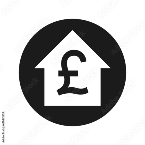 Sterling value increase rate vector pound icon round button
