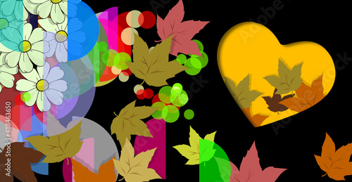 HEART. Symbol of feeling. ABSTRACT GEOMETRIC SHAPES. Varied figures. FANTASIA. Illustration to congratulate or communicate love, affection and passion. 