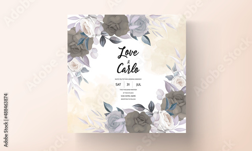 elegant classy dark floral wedding invitation card