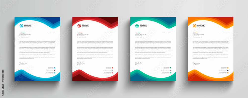 Clean and simple company business letterhead template with color variation bundle