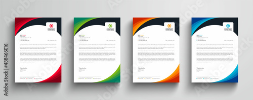 Clean and modern company business letterhead template  |  Print ready four color variation business letterhead design  for your company