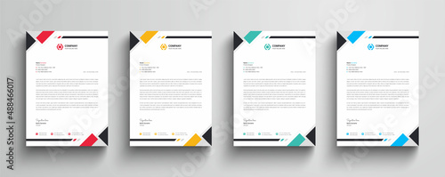 Modern and abstract business letterhead template  |  Color variation business letterhead bundle