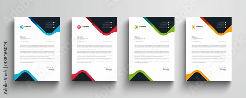 Creative and professional company business letterhead template with Four color variation bundle
