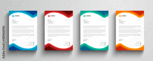 Clean and simple company business letterhead template with color variation bundle