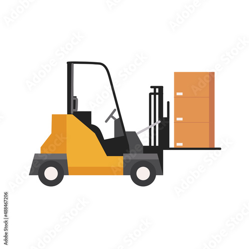 forklift truck and boxes