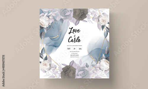 elegant classy dark floral wedding invitation card