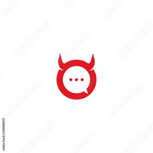 letter o chat with devil horns logo vector illustration