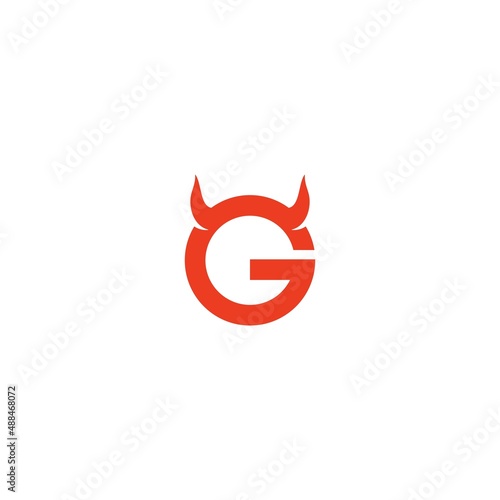 G letter logo with devil horns vector icon illustration