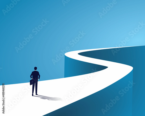 Obraz na plátně Business journey, businessman walking on long winding path going to success in t