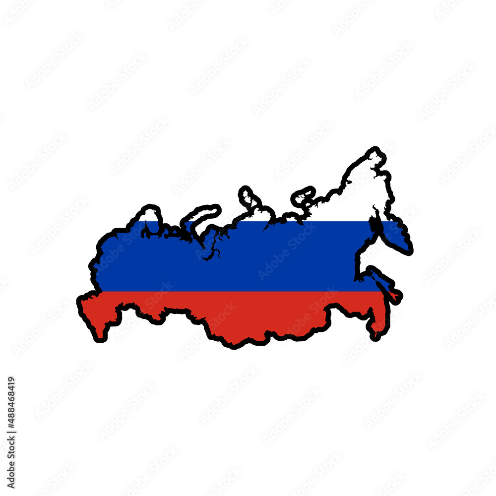 Fototapeta premium russia map flag design vector isolated on white background