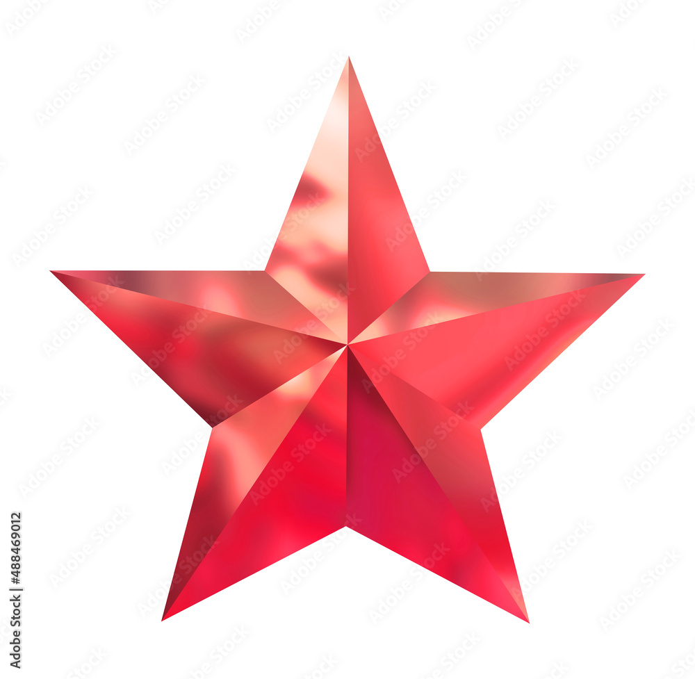 Red christmas star isolated on white background.
