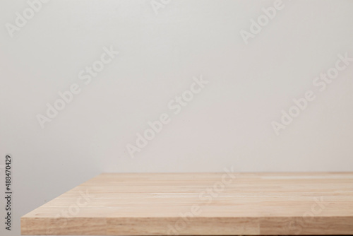 Product backdrop  empty wooden table with concrete wall