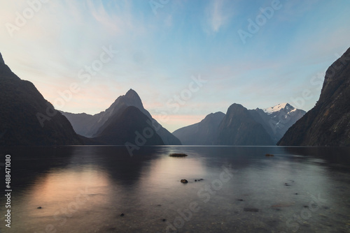 sunset at milford sound