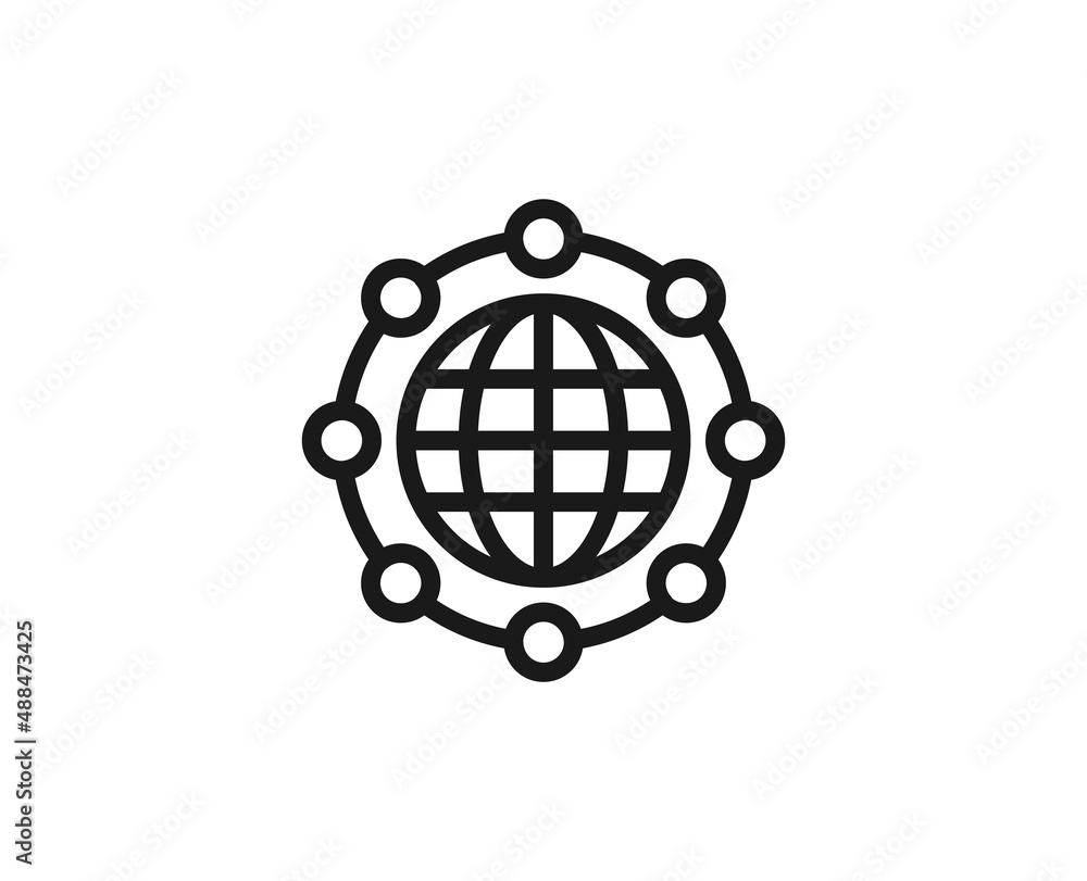 Globe line icon on white background Globe line icon on white background