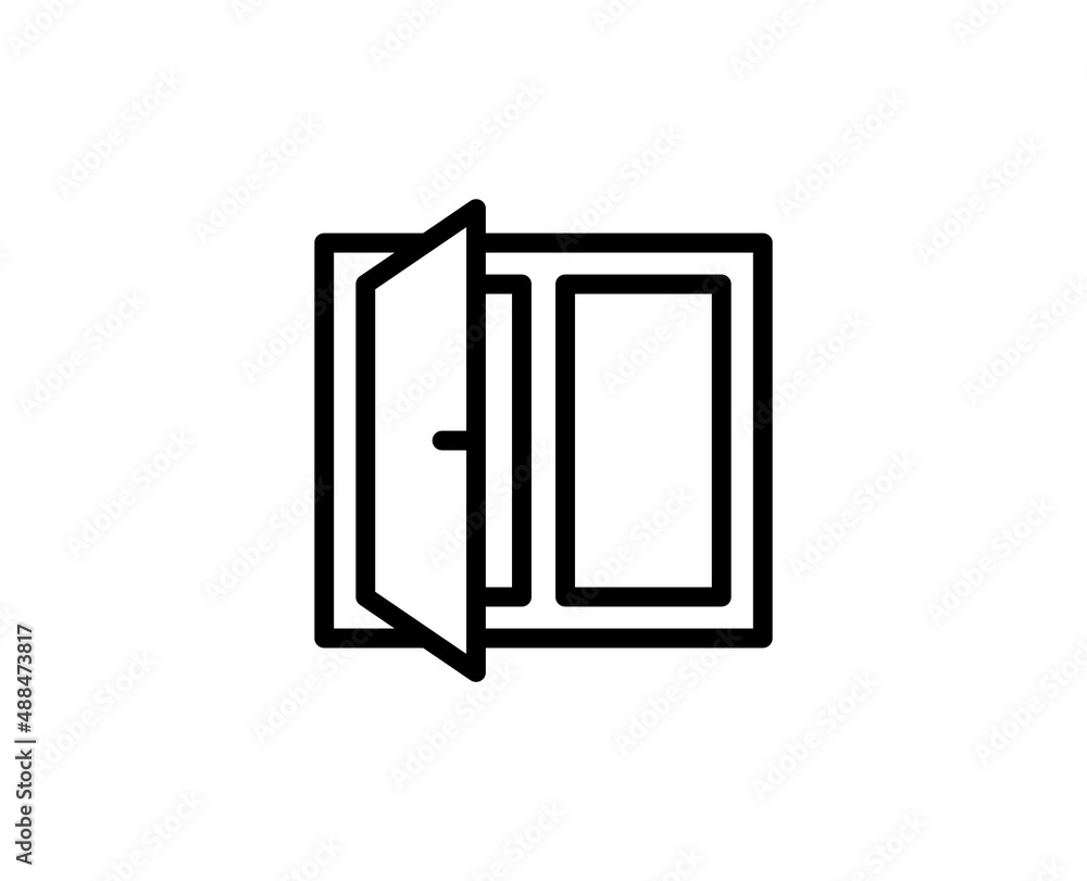 Line window icon isolated on white background. Outline symbol for website design, mobile application, ui. Window pictogram. Vector illustration, editorial stroсk Line window icon isolated on white background. Outline symbol for website design, mobile application, ui. Window pictogram. Vector illustration, editorial stroсk