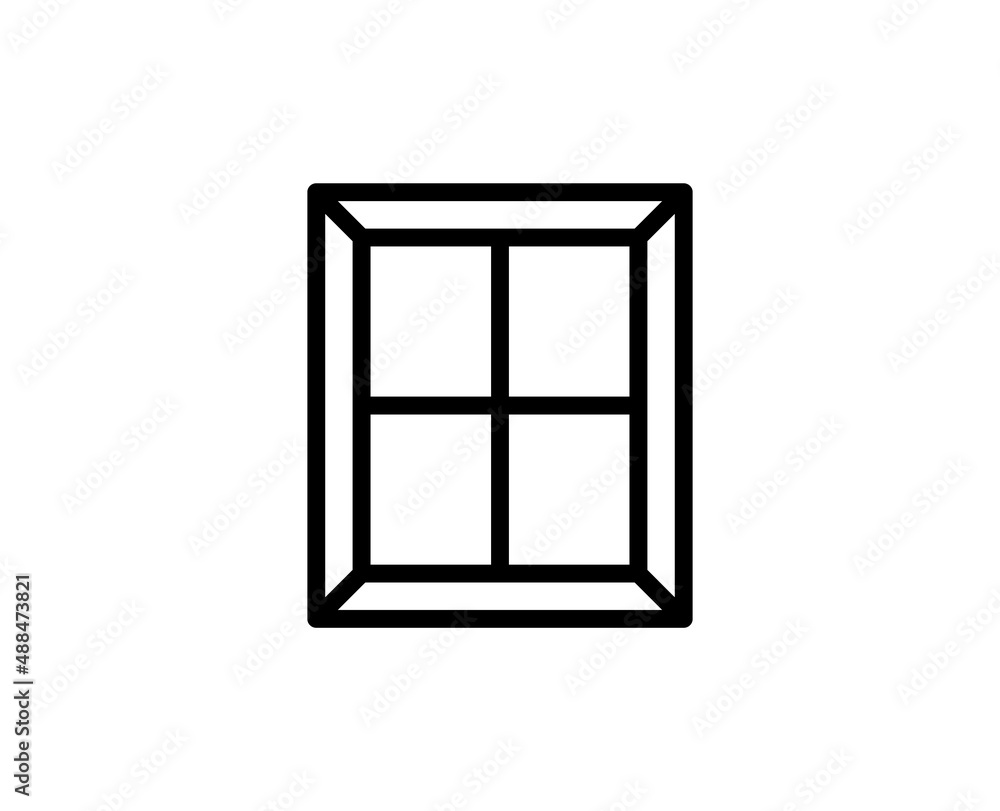 Line window icon isolated on white background. Outline symbol for website design, mobile application, ui. Window pictogram. Vector illustration, editorial stroсk Line window icon isolated on white background. Outline symbol for website design, mobile application, ui. Window pictogram. Vector illustration, editorial stroсk