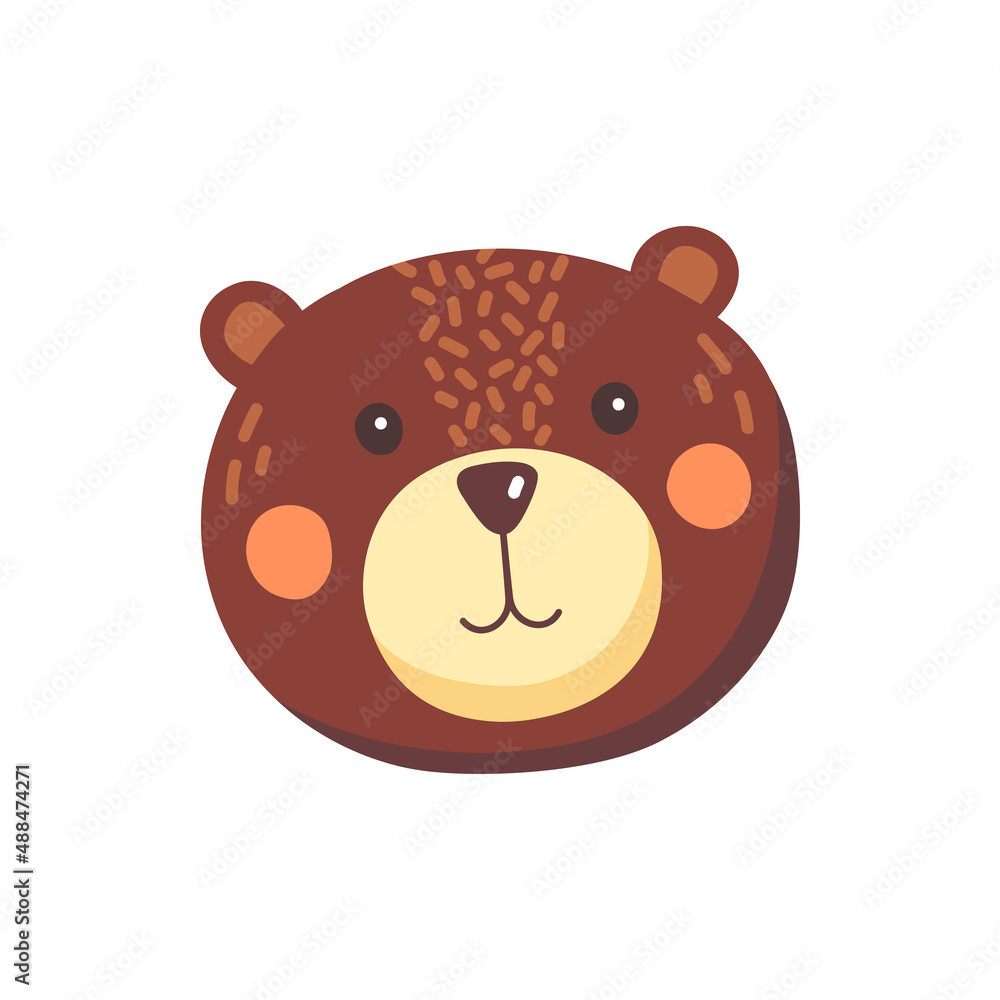 Bear cute animal face isolated flat cartoon head. Vector brown bear funny childish mask, wildlife sweet animal, retro grizzly beast, predator mammal. Cute comic emoticon emoji design, childish avatar Bear cute animal face isolated flat cartoon head. Vector brown bear funny childish mask, wildlife sweet animal, retro grizzly beast, predator mammal. Cute comic emoticon emoji design, childish avatar