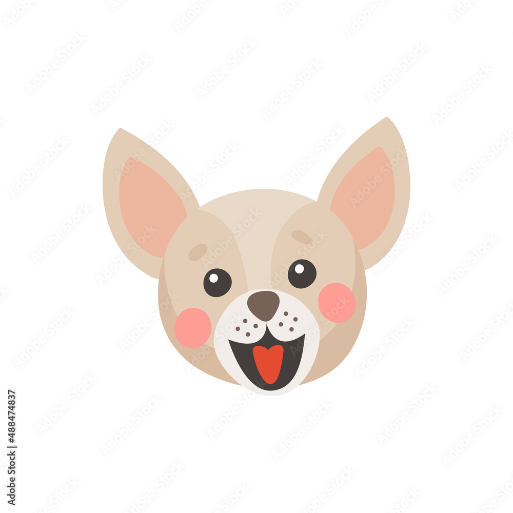Chorkie puppy head portrait isolated face mask flat cartoon icon. Vector cute canine dog animal, t-shirt print design. Mixed-breed of Chihuahua and Yorkshire Terrier, funny emoji emoticon, pet friend Chorkie puppy head portrait isolated face mask flat cartoon icon. Vector cute canine dog animal, t-shirt print design. Mixed-breed of Chihuahua and Yorkshire Terrier, funny emoji emoticon, pet friend