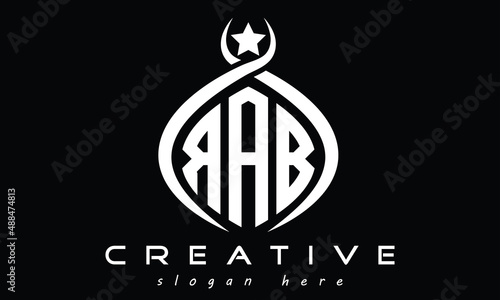 RAB three letters monogram curved initial logo design, geometric oval creative modern logo, vector template