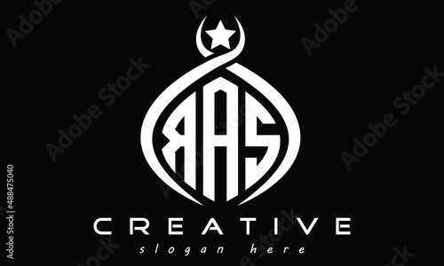 RAS three letters monogram curved initial logo design, geometric oval creative modern logo, vector template