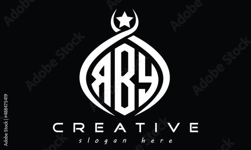 RBY three letters monogram curved initial logo design, geometric oval creative modern logo, vector template