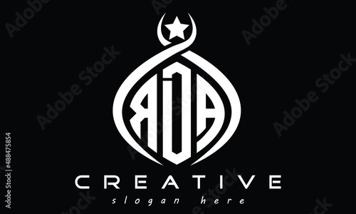 RDA three letters monogram curved initial logo design, geometric oval creative modern logo, vector template