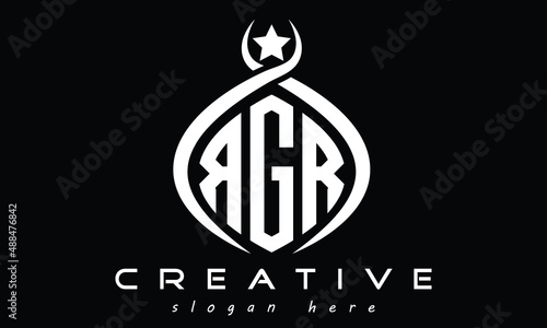 RGR three letters monogram curved initial logo design, geometric oval creative modern logo, vector template photo