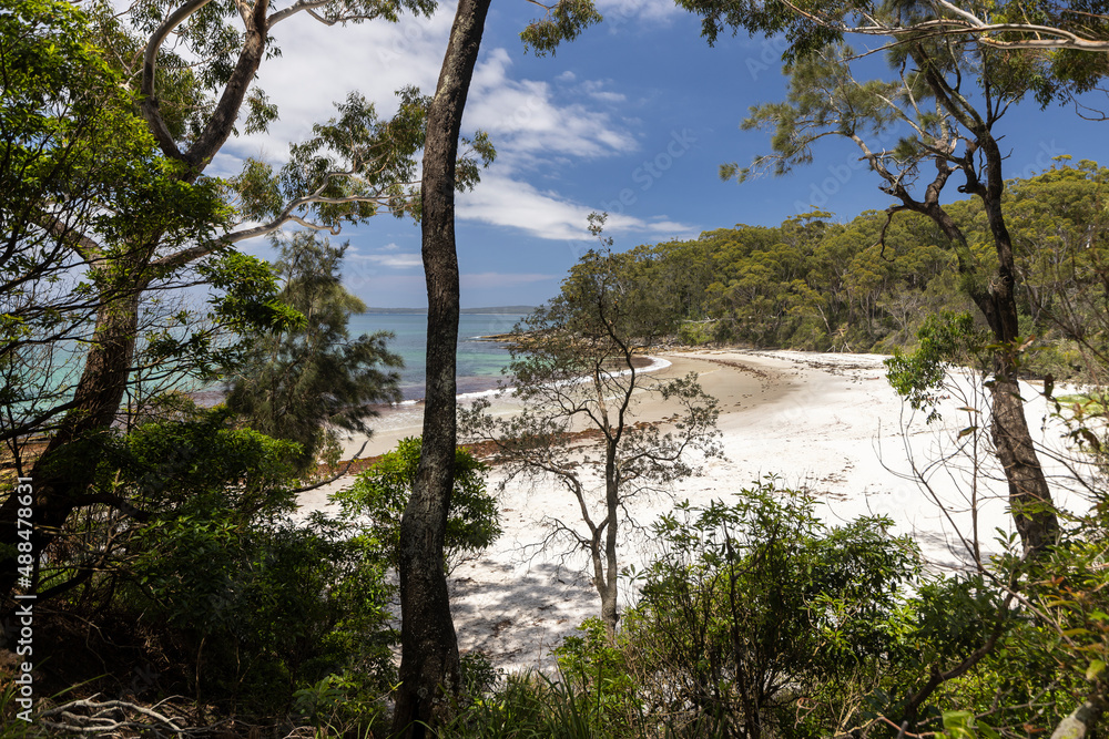 View of the beautiful Blenheim beach in NSW, Australia, a popular white sand swimming beach