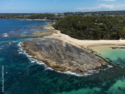Aerial view of Mollymook beach in NSW, Australia