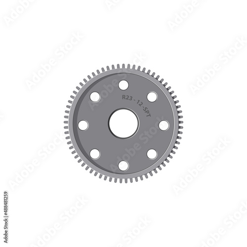 Vehicle machinery gear isolated bearings gasket realistic icon. Vector grease roller, rolling mechanism, steel industrial wheel. Vehicle, motorcycle or bike spare part, engineering and machinery gear