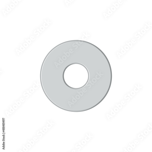 Disk spring gasket metal ring vehicle spare part isolated disc for heavy light loads. Vector metal ring gasket, mechanical seal to prevent leakage of object under compression. Industrial flange