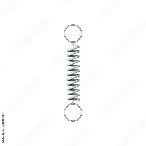 Metal coil helical spring suspension with round hoes on ends isolated icon. Vector automation component, tension vehicle spare part with hooks, detail compression and extension elastic object