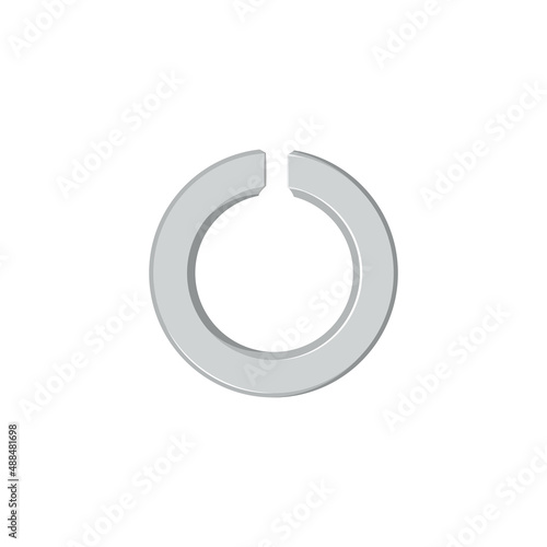 Metallic industrial joint or flange isolated realistic icon. Vector split washer metal ring gasket spring lock washer mechanical seal filling space to prevent leakage of objects under compression