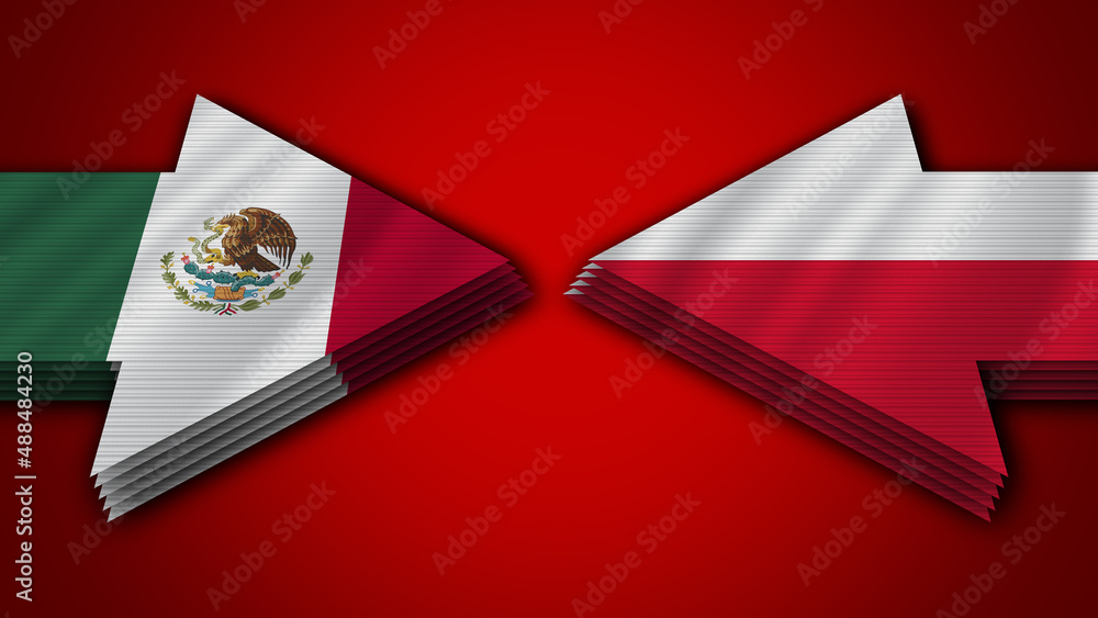 Poland vs Mexico Arrow Flags – 3D Illustration