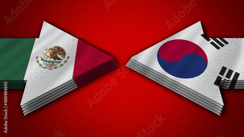 Fotografie South Korea vs Mexico Arrow Flags – 3D Illustration