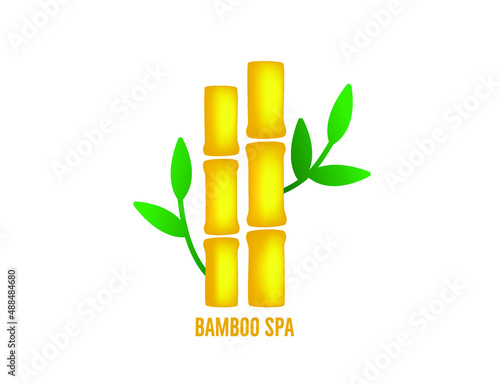 abstract bamboo tube and leaf design for spas vector illustration 