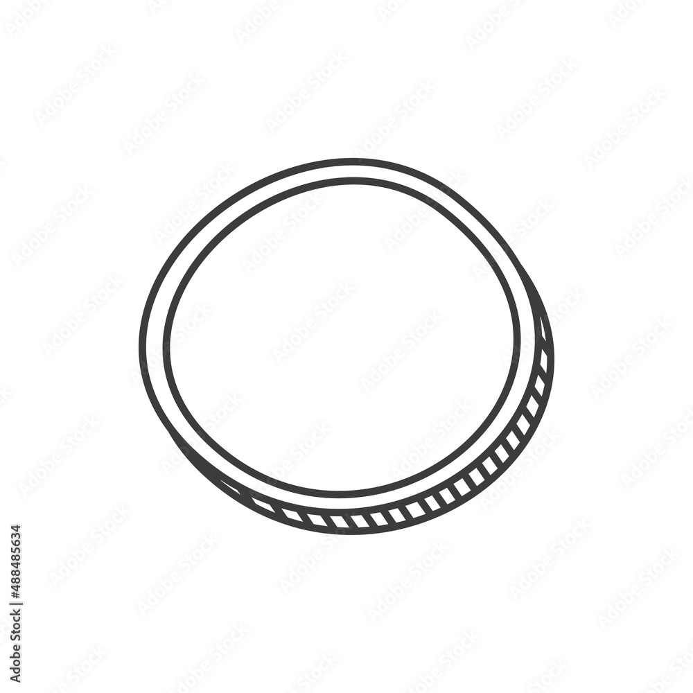 Round frame border doodle outline design element isolated circle simple picture boarder. Vector thin line wall decor, abstract wooden frame, hand drawn modern framing, interior decoration object
