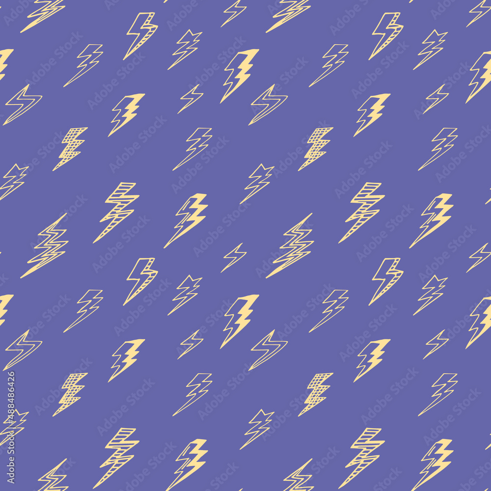 Fototapeta premium lightning seamless pattern hand drawn doodle, vector. wallpaper, textile, wrapping paper, background.