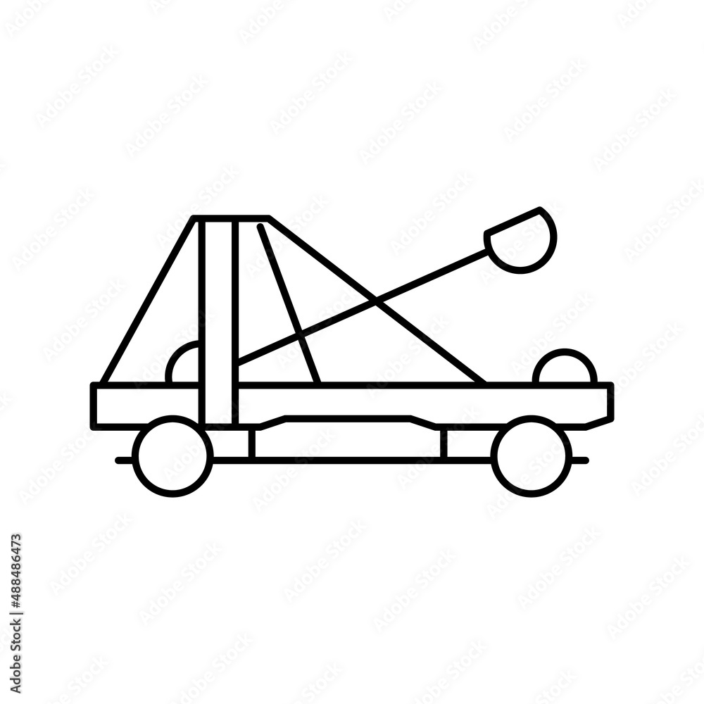 catapult weapon ancient rome line icon vector illustration catapult weapon ancient rome line icon vector illustration