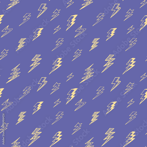 lightning seamless pattern hand drawn doodle, vector. wallpaper, textile, wrapping paper, background.