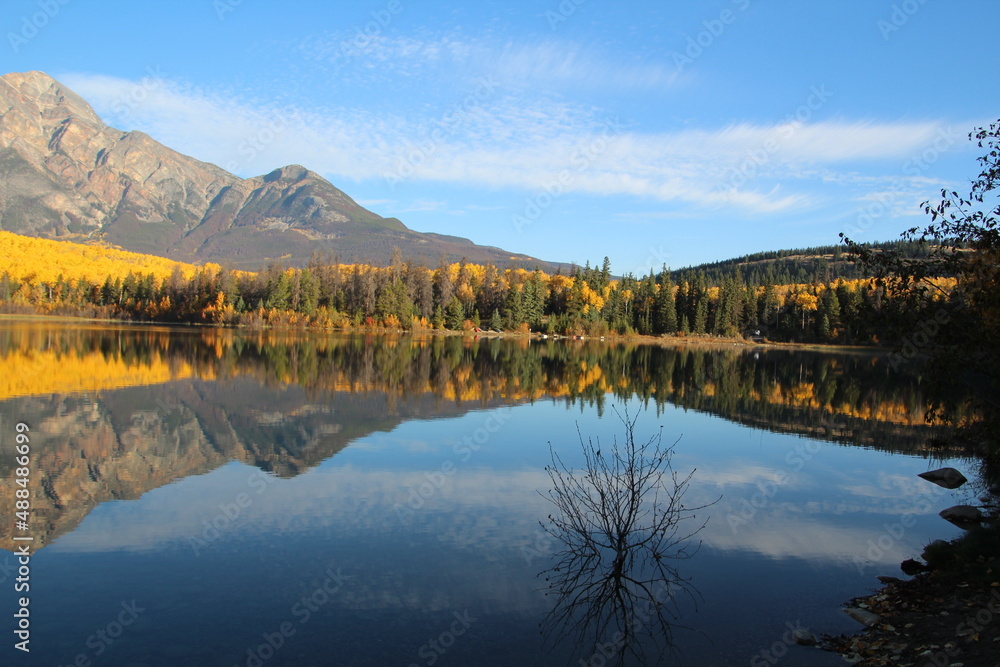 reflection in the lake, Jasper National Park, Alberta