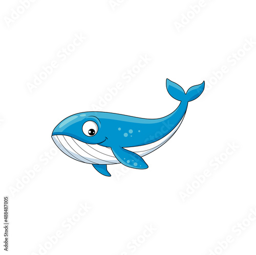 Marine fish cachalot sperm whale cartoon character isolated cute funny animated personage. Vector sperm whale underwater marine animal, large marine fish. Sea aquatic creature emoji emoticon